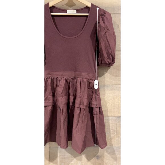 NEW ULLA JOHNSON Tilda Bordeaux Mixed Media Mini dress SIZE S - Picture 7 of 10